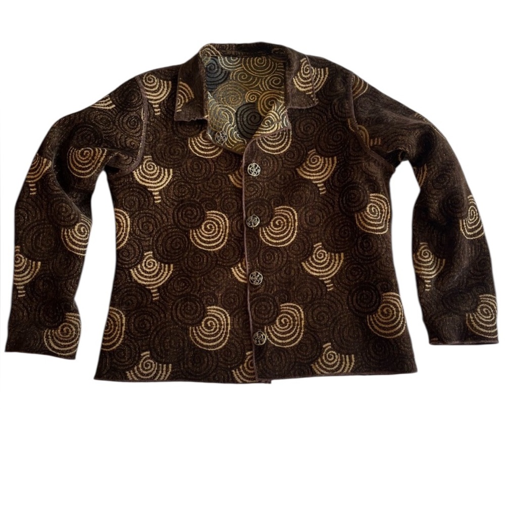 Reversible Spiral Patterned Jacket - Brown And Go… - image 2